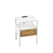 Set of 2, 15.75" Rattan End table with Power Outlet & USB Ports , Modern nightstand with drawer and metal legs, side table for living room, bedroom,white - DTYStore