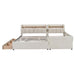 Queen Size & Twin XL Size Upholstered Platform Bed, Mother & Child Bed with Hydraulic Storage System, Drawer Box, Bedhead storage shelf and Two pairs of sockets & USB Ports, PU Leather, Beige - DTYStore