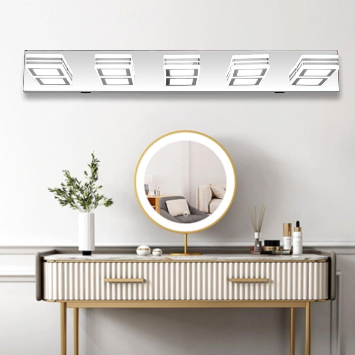 LED Modern Chrome Makeup Light, 5-Lights Acrylic Chrome Makeup Mirror Light - DTYStore
