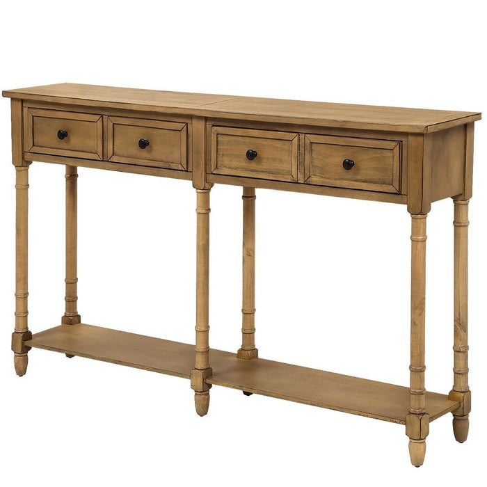 Console Table Sofa Table Easy Assembly with Two Storage Drawers and Bottom Shelf for Living Room, Entryway - DTYStore
