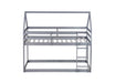 Twin over Twin Rubber Wood Floor Bunk Bed, with ladder,Guardrails,House-Shaped-Bunk Bed,Grey - DTYStore