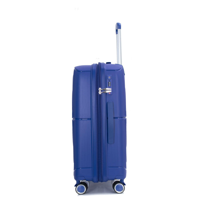 Expandable Hardshell Suitcase Double Spinner Wheels PP Luggage Sets Lightweight Durable Suitcase with TSA Lock,3-Piece Set (20/24/28) ,Navy
