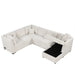 108.6" U-shaped Sectional Sofa Pull out Sofa Bed with Two USB Ports, Two Power Sockets, Three Back Pillows and a Storage Chaise for Living Room, Beige - DTYStore