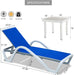 Patio Chaise Lounge Adjustable Aluminum Pool Lounge Chairs with Arm All Weather Pool Chairs for Outside,in-Pool,Lawn (Blue, 1 Lounge Chair+1 Plastic Table) - DTYStore