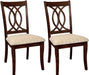 Classic Transitional Dining Chairs Brown Cherry Solid wood Padded Fabric Seat Set of 2 Side Chairs Dining Room Furniture Beautifully-crafted chairs - DTYStore