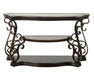 Sofa Table, Glass table top, MDF W/marble paper middle shelf, powder coat finish metal legs. (54"Lx20"Wx30"H) - DTYStore