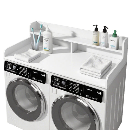 2-Tier Washer and Dryer Countertop with 2.75' H Guard, 54' W x 27.5' D Laundry Countertop Cover, Large Space Laundry Topper for Folding Clothes Over Washer and Dryer, White - Image 9
