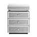 Mirrored Nightstand with 3 Drawers, Silver Nightstand with Crystal Inlay, Mirror End Table, Modern Bedside Table, Glass Table for Bedroom, 13.8''W x 17.7' L x 23.6' H - DTYStore