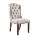 Contemporary Ivory Fabric 2pcs Side Chairs Tufted Wingback Design Rustic Oak Solidwood Back Dining Chairs Furniture - DTYStore