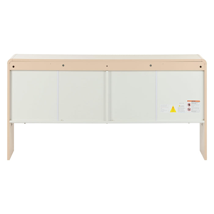 TREXM Minimalist Style 60"L Large Storage Space Sideboard with 4 Doors and Rebound Device for Living Room and Entryway (Apricot Cream)