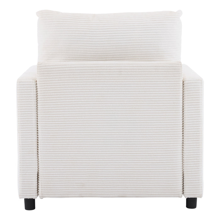 Upholstered Corduroy Armchair with Ottoman, Oversized Sleeper Chair for Bedroom, Living Room, Office (Beige)
