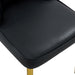 8 modern dining chairs, sleek PU backrest, and gold metal legs bring a comfortable home experience to the kitchen, bedroom, and office.Black PU Chairs with Simple Line Designs On The Backrest. - DTYStore