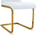 Luxury Simple Arch Chair - Set of 4 White PU Material High Resilience Dining Chair with Arched Metal Gold Leg. - DTYStore