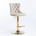 Furniture,Golden Swivel Velvet Barstools Adjusatble Seat Height from 25-33 Inch,Modern Upholstered Bar Stools with Backs Comfortable Tufted for Home Pub and Kitchen Island,Beige,Set of 2 - DTYStore