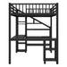 Metal Full Loft Bed with Wardrobe and LED Light, Full Size Loft Bed with L Shaped Desk and USB for Kids Teens Adults, Black(Expect arrived on 2025/2/20) - DTYStore