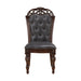 Formal Dining Chairs Set of 2 Cherry Finish Button-Tufted Faux Leather Upholstered Traditional Dining Room Furniture Elegant Classic - DTYStore