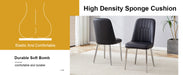 6 modern dining chairs, sleek PU backrest, and silver metal legs bring a comfortable home experience to the kitchen, bedroom, and office.Black PU Chairs with Simple Line Designs On The Backrest. - DTYStore
