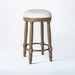 AGODY Bar Stools Set of 2, 26' Counter Height, 360° Swivel Wooden Barstool with Fabric Upholstered Seat, LIGHT OAK Finish, Stylish Accent for Kitchen, Dining, and Living Room - DTYStore
