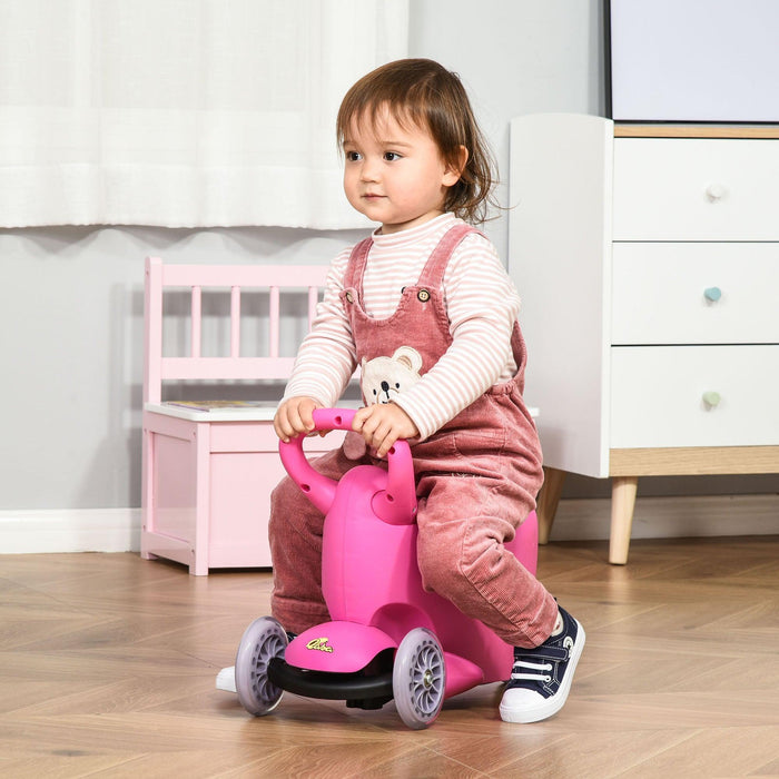 3-in-1 Ride On Push Car, Kids Scooter, Sliding Walker, Push Rider, with Adjustable Handlebar, 3 Balanced Wheels, Removable Storage Seat, for Boys and Girls Aged 2-6 Years Olds, Pink - DTYStore