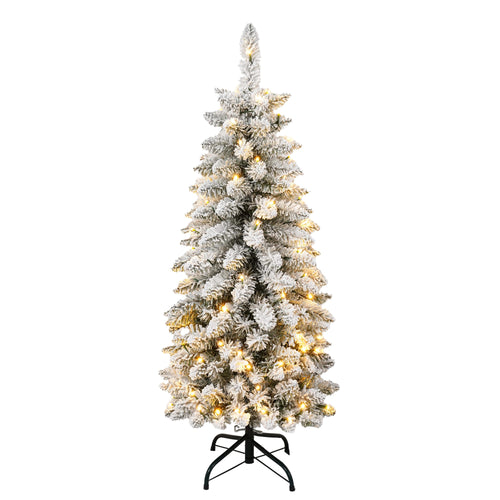 3 Pcs Flocked Artificial Christmas Tree Set with Lights, 4ft 5ft 6ft Christmas Snow Tree Set, Christmas Decor - Image 11