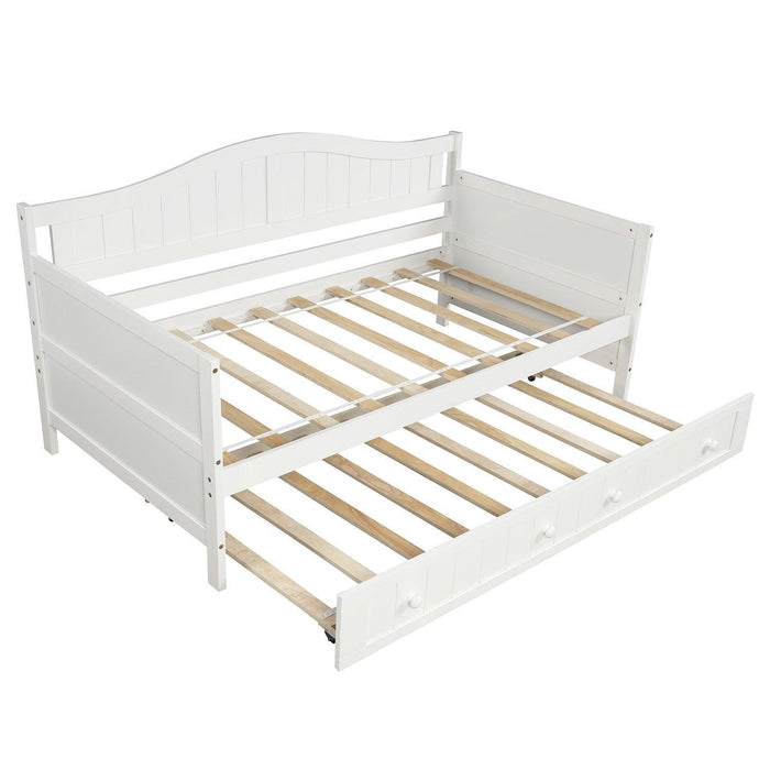 Twin Wooden Daybed with Trundle Bed, Sofa Bed for Bedroom Living Room - DTYStore