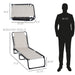 Folding Chaise Lounge Pool Chair, Patio Sun Tanning Chair, Outdoor Lounge Chair with 4-Position Reclining Back, Breathable Mesh Seat for Beach, Yard, Patio, Cream White - DTYStore