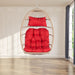 Outdoor Garden Rattan Egg Swing Chair Hanging Chair Wood+Red cushion - DTYStore