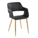 Margarite Contemporary Dining/Accent Chair in Gold Metal and Black Faux Leather by LumiSource - Set of 2 - DTYStore