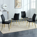 Four black dining chairs. A medieval modern chair made of PU material with soft cushions, equipped with golden metal legs. Suitable for restaurants and living rooms - DTYStore