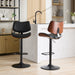 Walnut Bentwood Bar Stools Mid Century Modern Adjustable Counter Height Black Leather Upholstered 360°Swivel Bar Chairs for Kitchen Island/Dining Room/Cafe, 1 chair/1carton,Black - DTYStore