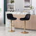 Chrome Footrest and Base Swivel Height Adjustable Mechanical Lifting Velvet + Golden Leg Simple Bar Stool,Set of 2,Black - DTYStore