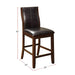 Transitional Dining Room Counter Height Chairs Set of 2pc High Chairs only Brown Cherry Unique Curved Back Espresso Leatherette Padded Seat - DTYStore