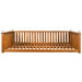 Patio Minimalist Twin Size Garden Swing Bed Wood Porch Swing with Ropes for Backyard, Safe Sloped Design, Teak - DTYStore