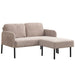 Beige L-Shaped 2 Seater Sofa with Ottoman, Modern Polyester Fabric Loveseat Sofa, Comfy Small Couches for Small Space Living Room, Bedroom, Office, Apartment - DTYStore