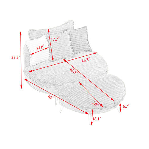 65.00 inches long, Corduroy Sofa Fabric, with three matching pillows and two spacious and comfortable seats, for Apartment Office Living Room -Beige - Image 13