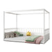 Full Size Canopy Bed Frame with Guardrails for Kids,Floor Bed Full with Four Poster Design,Kids Montessori Floor Bed,Wood Canopy Bed Frame for Girls,Boys(Full,White) - DTYStore