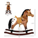 Kids Metal Plush Ride-On Rocking Horse Chair Toy With Realistic Sounds - Dark Brown/White - DTYStore