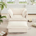 Upholstered Slipcovered Armchair with Ottoman, Deep Seat Armchair W/ Wide Ottoman for Living Room, Armchair Sets with Large Soft Pillows(Set of 2),Chenille Fabric,Cream