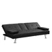 Sofa Bed with Armrest two holders WOOD FRAME, STAINLESS LEG, FUTON BLACK PVC - DTYStore