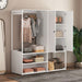 Wardrobe Closet, White Cabinet with Shelves, High wardrobe with 2 doors, some storage shelves,Large Clothing Storage with Hanging Rod for Bedroom, Living/Laundry Room - DTYStore