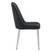 6 modern dining chairs, sleek PU backrest, and silver metal legs bring a comfortable home experience to the kitchen, bedroom, and office.Black PU Chairs with Simple Line Designs On The Backrest. - DTYStore