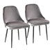 Marcel Contemporary Dining Chair with Black Frame and Silver Velvet Fabric by LumiSource - Set of 2 - DTYStore