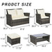 6 Piece Wicker Patio Furniture Sets with Ottoman & Tempered Glass Coffee Table - DTYStore