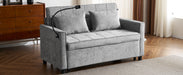 56.9" Loveseat Sofa Pull-out Sofa Bed Sleeper Sofa with a Reversible Backrest Cushion, Side Pockets, Two USB Ports and a Phone Holder for Living Room, Grey - DTYStore