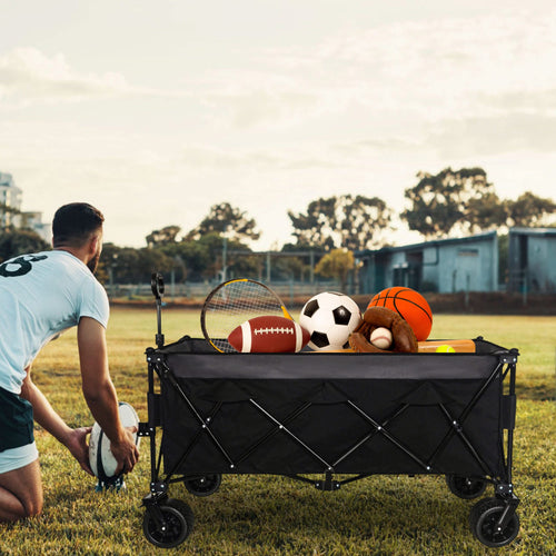 51-inch Extended Heavy-Duty Foldable Utility Wagon - 480lbs Capacity, Patented Ultra-Stable Frame, 1:6 Space-Saving Fold & 7' All-Terrain Wheels, No Assembly Needed, Black- Gray - Image 10