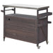 Outdoor Kitchen Island, Rolling Bar Cart & Storage Cabinet, Farmhouse Solid Wood Outdoor Grill Table with Stainless Steel Top, Spice Rack , Towel Rack for Kitchen & Barbecue , Dark Brown - DTYStore