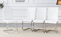 Luxury Simple Arch Chair - Set of 4 White PU Material High Resilience Dining Chair with Arched Metal Silver Leg. - DTYStore