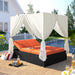 U_STYLE Outdoor Patio Wicker Sunbed Daybed with Cushions, Adjustable Seats - DTYStore