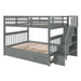 Stairway Full-Over-Full Bunk Bed with Twin size Trundle, Storage and Guard Rail for Bedroom, Dorm - Gray(OLD SKU :LT000210AAE) - DTYStore