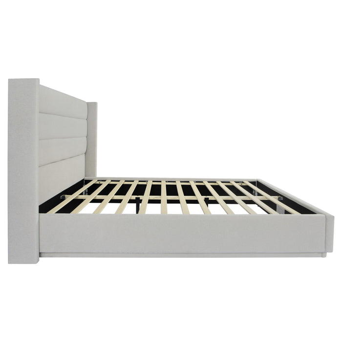 Queen Size Platform Bed with LED light, Greige